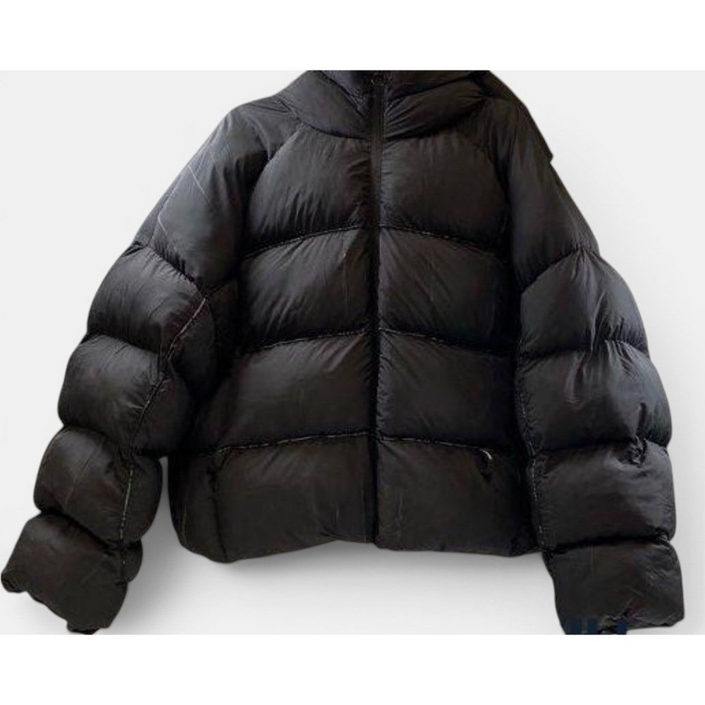Scuffers Marble Puffer Jacket Mens M Dark Gray Oversized Hooded Coat NWT